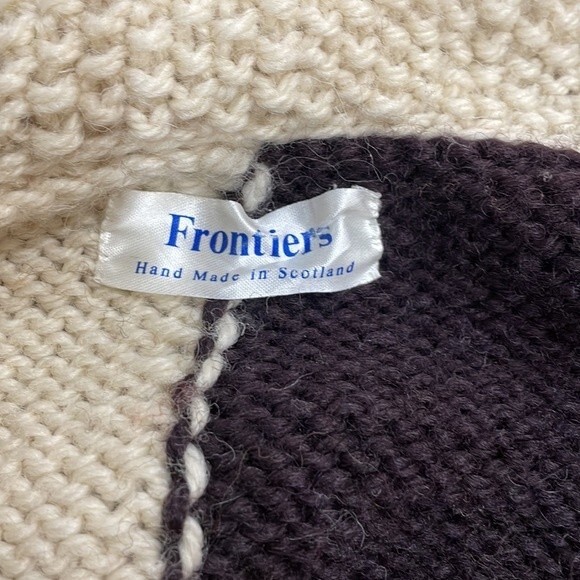 Hand Knit Alpaca Oversize Chunky Patchwork Cardigan ~Frontiers Scotland One Size - Picture 9 of 15